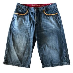 Vintage Crown Holder Men's Size 40 Jean Shorts Baggy Y2K Hip Hop Embroidered